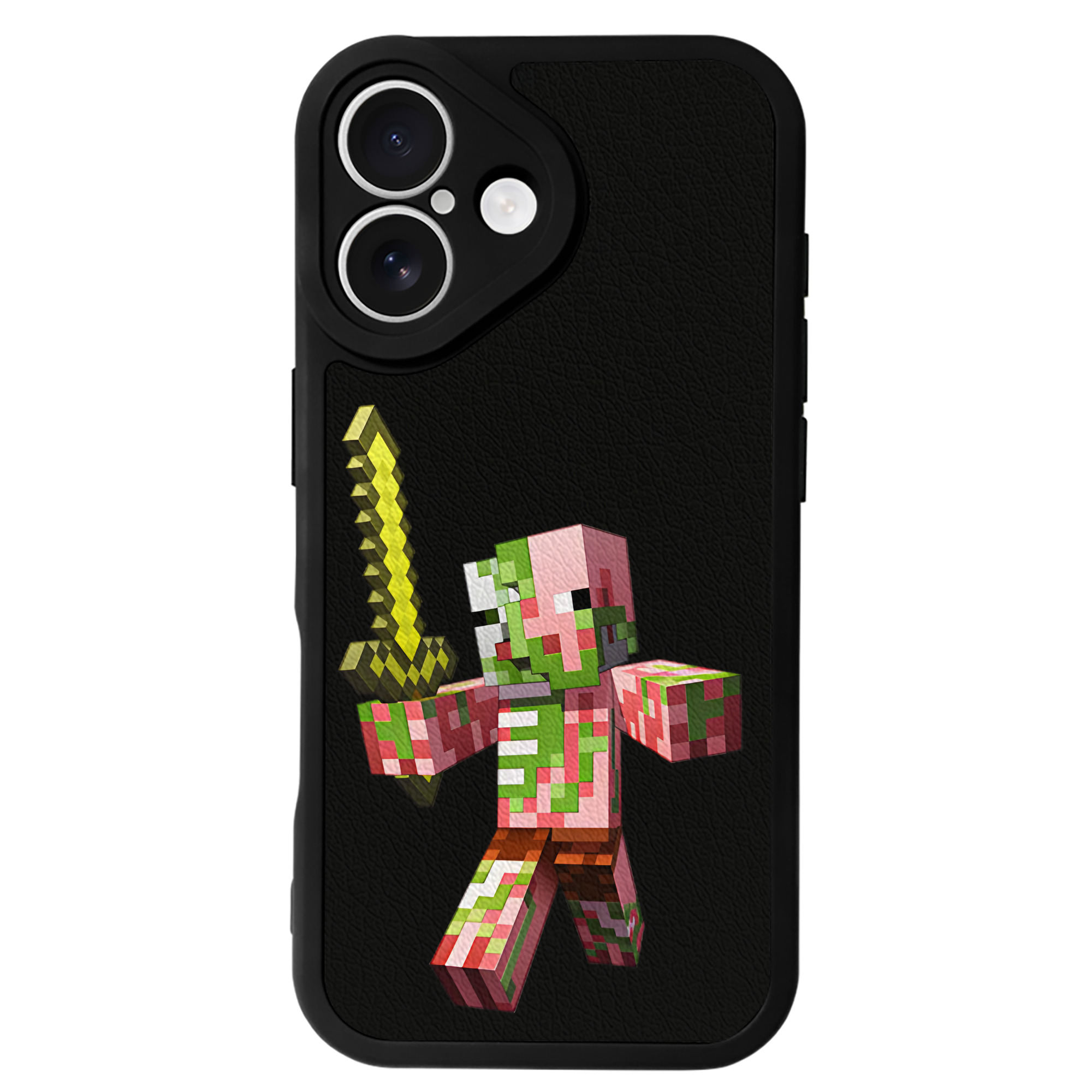 （画像用） マインクラフト ブロックの世界 Minecraft MC Block world 【iPhone 16シリーズ対応】シリコンスマホケース（レザー調） 材質：シリコン